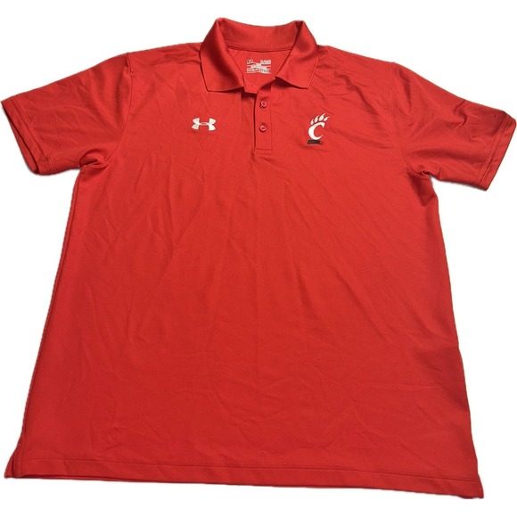 Cincinnati‎ Bearcats Polo Shirt Men's XL Red Under Armour Loose NCAA - Picture 1 of 8